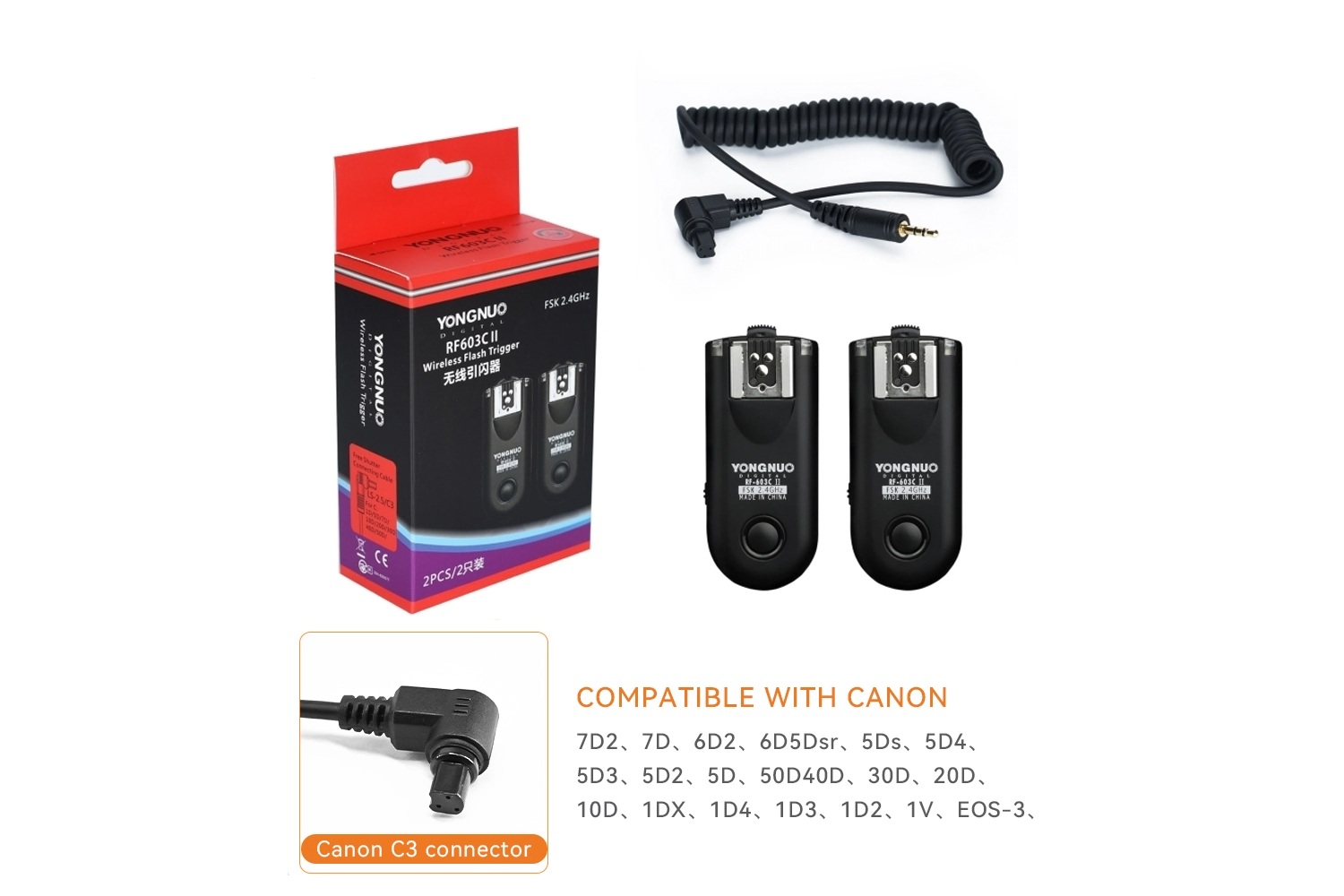 Yongnuo RF603C II C3 Canon Uyumlu 1+1 Flaş Tetikleyici