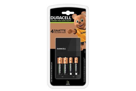 Duracell Cef14 4 Saat Pil Şarj Cihazı, 1 adet + 2'şer adet Şarj Edilebilir AA ve AAA Pil