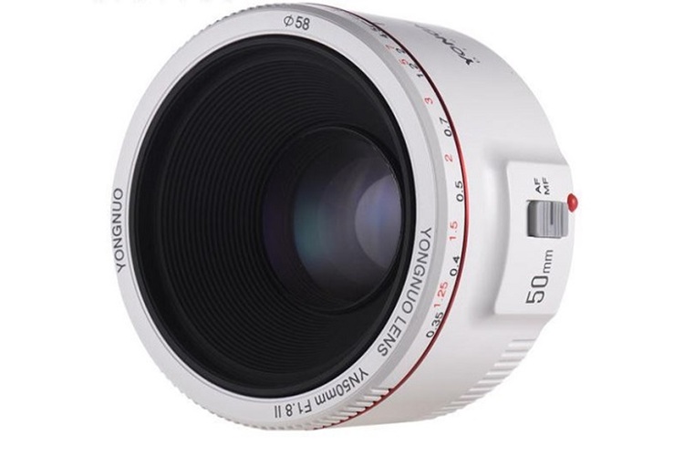 Yongnuo 50mm f/1.8 II Full Frame Otofokus Lens, Beyaz (Canon EF Mount)