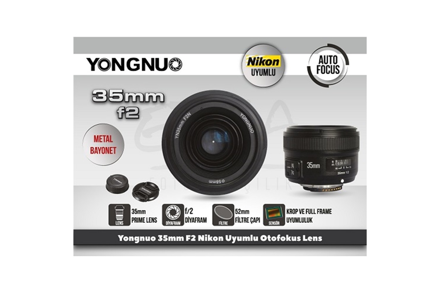 Yongnuo 35mm F2 Nikon Uyumlu Otofokus Prime Lens