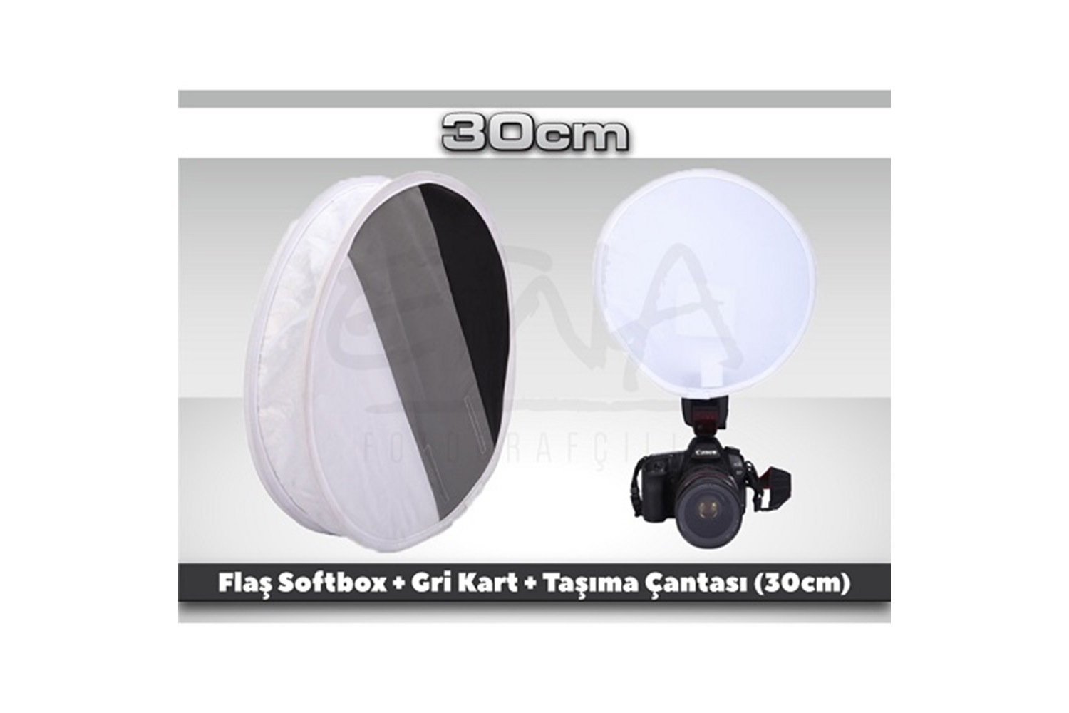 Tewise Tepe Flaşları Uyumlu Flaş Softbox + Gri Kart 30cm
