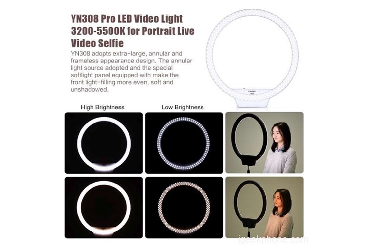 Yongnuo YN308 Bi-Color Ring LED Işık 3200-5600K