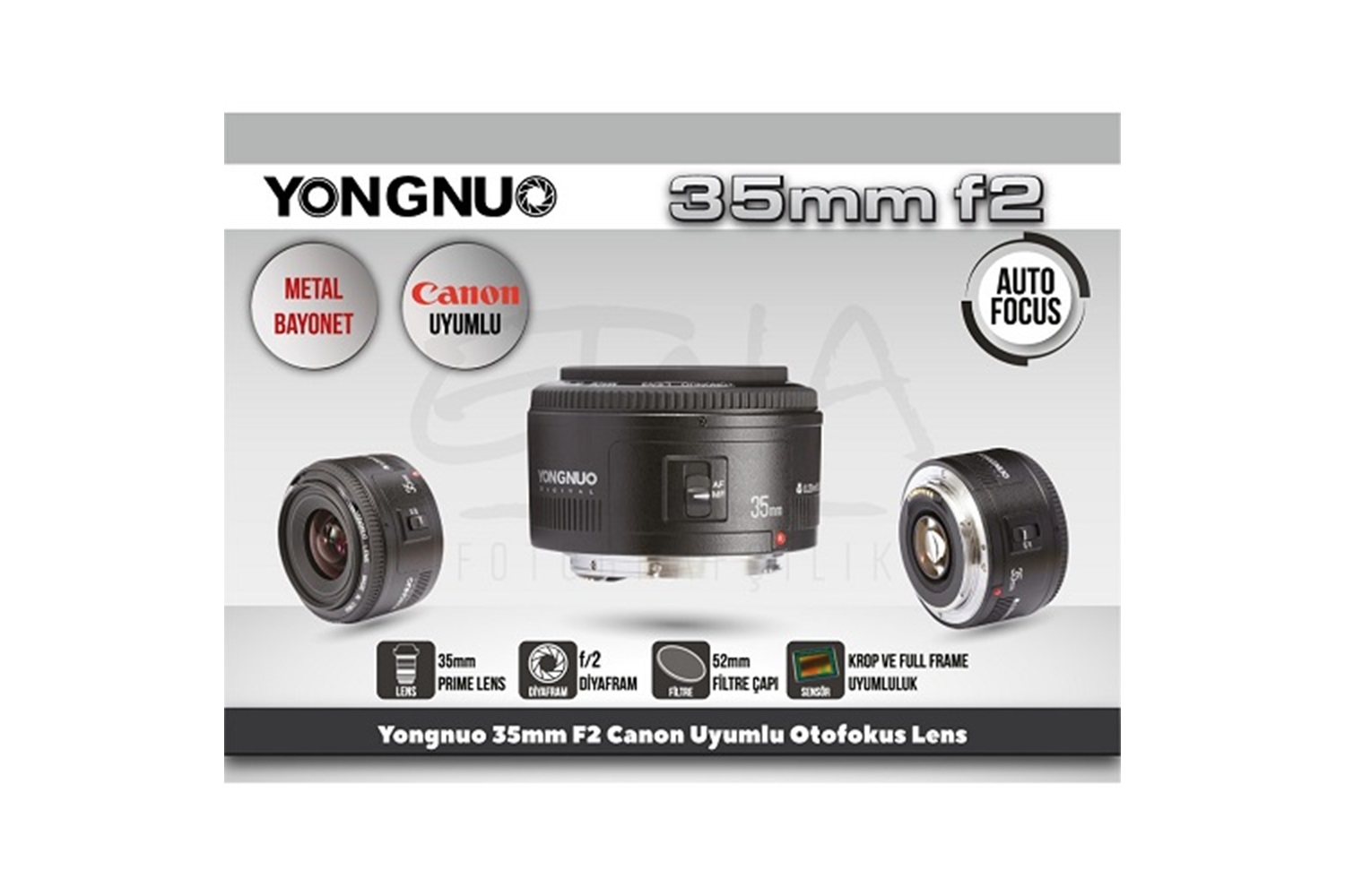 Yongnuo 35mm F2 Canon Uyumlu Otofokus Prime Lens