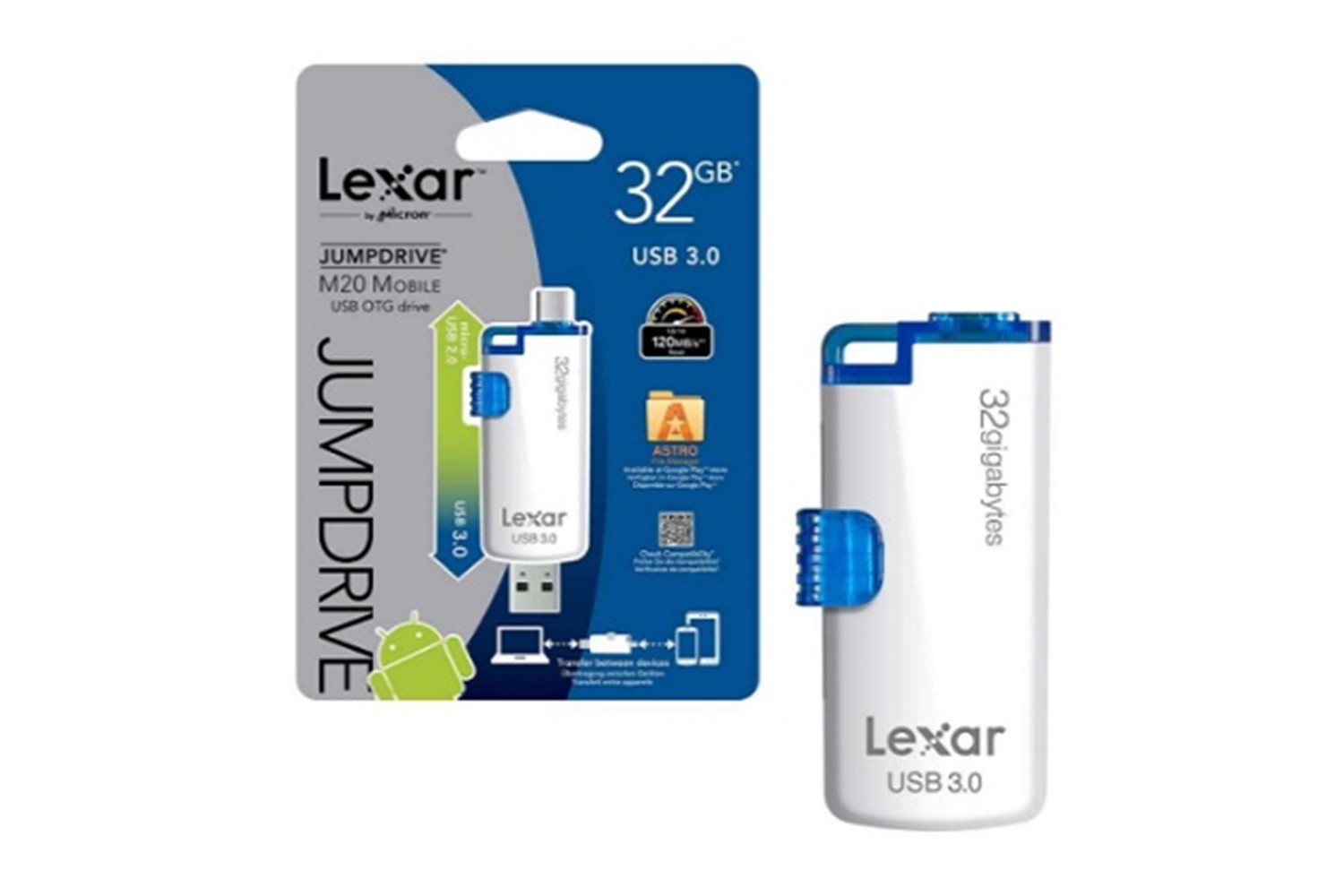 Lexar 32 GB Jumpdrive M20 2in1 Mobil OTG USB 3.0 Bellek Android