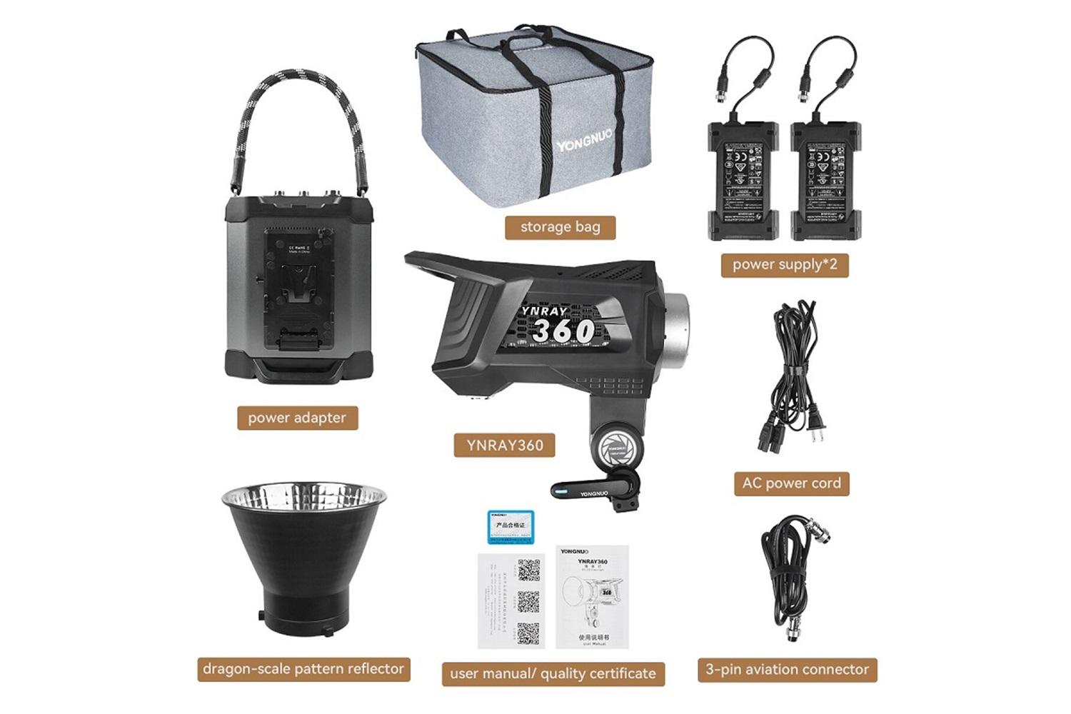 Yongnuo YNRAY360 DMX 360W Bi-Color COB LED Işık (Kit Versiyon)