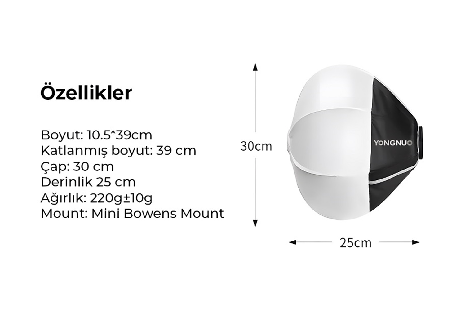 Yongnuo Mini-D30 RGQ Mini Bowens Mount Lantern Balon Softbox 30cm