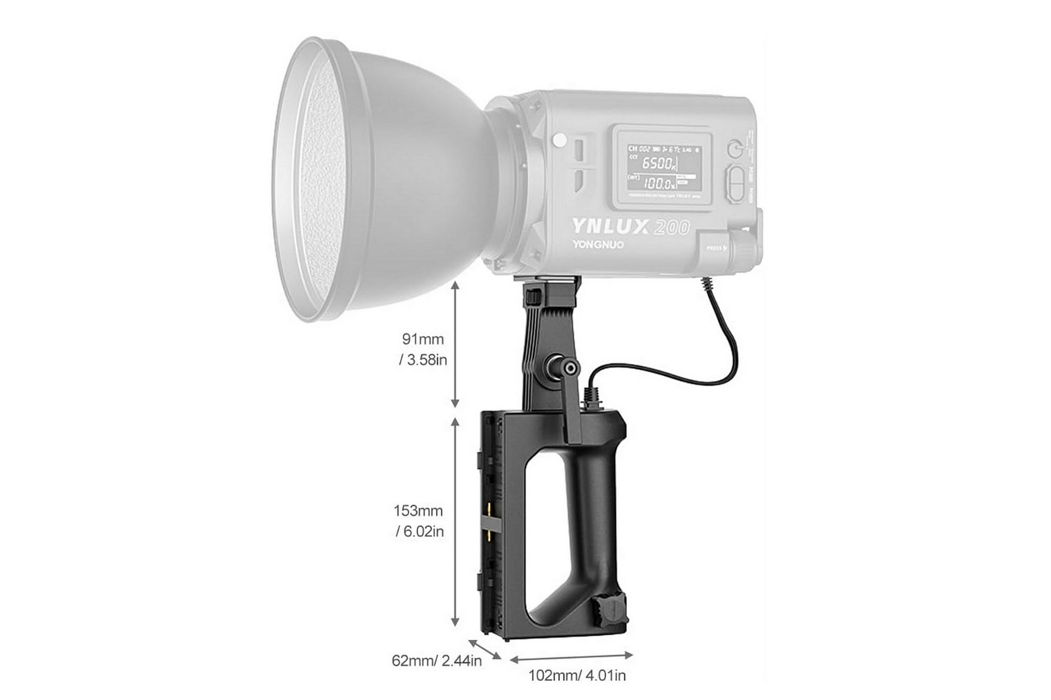 Yongnuo 2-NPF Batarya Handle YNLUX200 Led Işık Uyumlu, Siyah